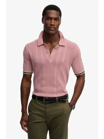 superdry ανδρική πλεκτή μπλούζα πόλο με κεντημένο λογότυπο σε προσφορά