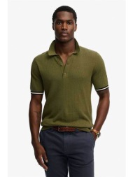 superdry ανδρική πλεκτή μπλούζα πόλο με κεντημένο λογότυπο relaxed fit `knitted texture` - m1110458a
