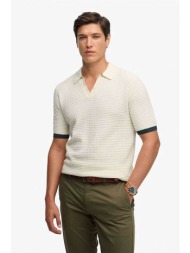 superdry ανδρική πλεκτή μπλούζα πόλο textured με κεντημένο λογότυπο relaxed fit `johnny collar` - m1