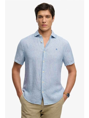 superdry ανδρικό λινό πουκάμισο με κεντημένο λογότυπο σε προσφορά