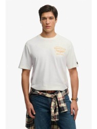 superdry ανδρικό t-shirt με print loose fit `heritage biker` - m1012350a λευκό