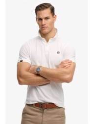 superdry ανδρική μπλούζα πόλο πικέ με λογότυπο relaxed fit `vintage destroy` - m1110451a λευκό