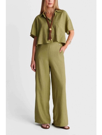 `ale γυναικεία παντελόνα μονόχρωμη loose fit - 8923635 λαδί σε προσφορά