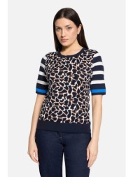 so cosy γυναικεία μπλούζα με animal και ριγέ print - 5265/8221 μπλε σκούρο