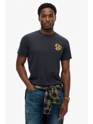 superdry ανδρικό t-shirt με κεντημένο λογότυπο relaxed fit `sd&co` - m1012373a μπλε σκούρο