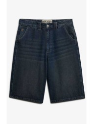 superdry ανδρική denim βερμούδα πεντάτσεπη baggy fit `oversized washed` - m7110495a denim blue σκούρ