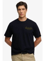 superdry ανδρικό t-shirt με print loose fit `heritage biker` - m1012350a μαύρο