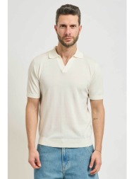 seinse ανδρική μπλούζα πόλο με open-collar regular fit - me3187ss 126 υπόλευκο