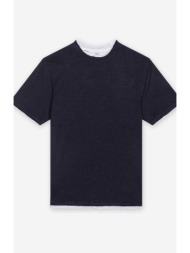 seinse ανδρικό t-shirt με raw-edge τελειώματα regular fit - te3210ss 126 μπλε σκούρο