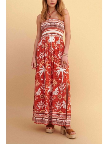 attrativo γυναικείo maxi αμάνικο φόρεμα με floral print  σε προσφορά