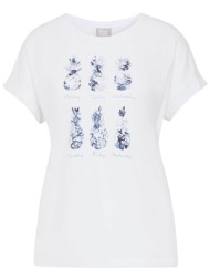 rabe γυναικείο t-shirt με print - 56-121320 λευκό