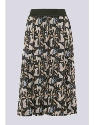 rabe γυναικεία midi φούστα με animal print και πλισέ σχέδιο - 56-118142 μαύρο