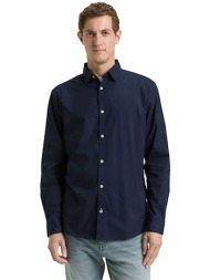 tom tailor ανδρικό πουκάμισο poplin μονόχρωμο regular fit - 1048449 μπλε σκούρο