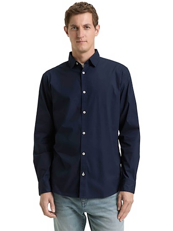 tom tailor ανδρικό πουκάμισο poplin μονόχρωμο regular fit  σε προσφορά