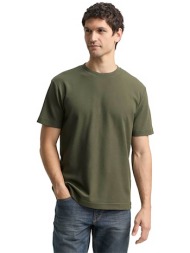 tom tailor ανδρικό t-shirt με waffle pattern regular fit - 1048599 χακί