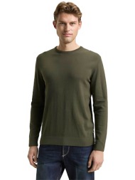 tom tailor ανδρικό πουλόβερ μονόχρωμο regular fit - 1049500 χακί