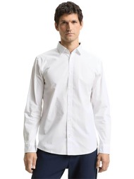 tom tailor ανδρικό πουκάμισο poplin μονόχρωμο regular fit - 1048449 λευκό