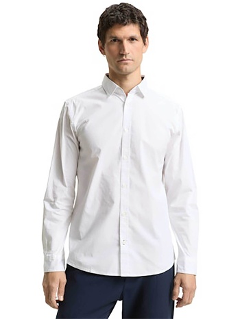 tom tailor ανδρικό πουκάμισο poplin μονόχρωμο regular fit  σε προσφορά