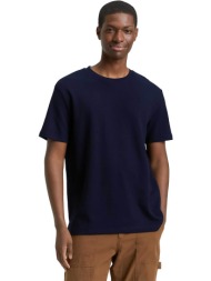 tom tailor ανδρικό t-shirt structured μονόχρωμο basic fit - 1049041 μπλε σκούρο