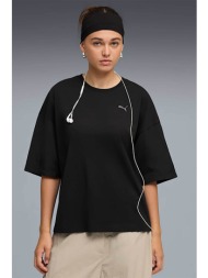 puma γυναικείο t-shirt με λογότυπο oversized fit `her` - 691883 μαύρο