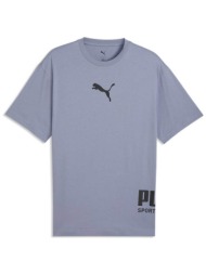 puma ανδρικό t-shirt με λογότυπο relaxed fit `sport graphic` - 692169 γκρι γαλάζιο