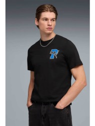puma ανδρικό t-shirt με print regular fit `graphic varsity` - 691776 μαύρο