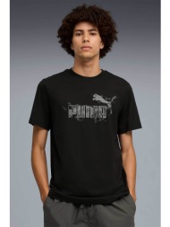 puma ανδρικό t-shirt με λογότυπο regular fit `camo` - 692034 μαύρο
