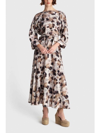 `ale γυναικεία midi φούστα με abstract print - 8922886 καφέ