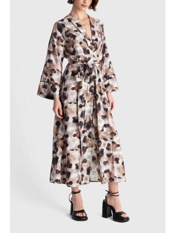 `ale γυναικεία maxi φόρεμα με abstract print - 8922887 καφέ