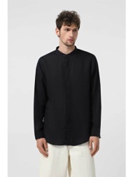 armani exchange ανδρικό λινό πουκάμισο με μάο γιακά - xm001222af14619 σκούρο μπλε