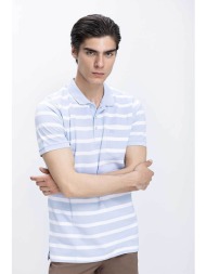 commander ανδρική μπλούζα πόλο ριγέ regular fit - d204001291108100 σιελ
