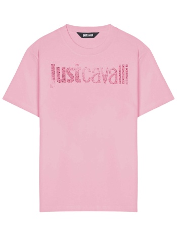 just cavalli γυναικείο t-shirt με στρας - 80pahe21cj110 ροζ σε προσφορά