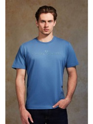 oxford company ανδρικό t-shirt μονόχρωμο με κεντημένο λογότυπο regular fit - k501-mz20.16 μπλε