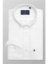 oxford company ανδρικό sport πουκάμισο button down μονόχρωμο regular fit - l214-bz10.01 λευκό