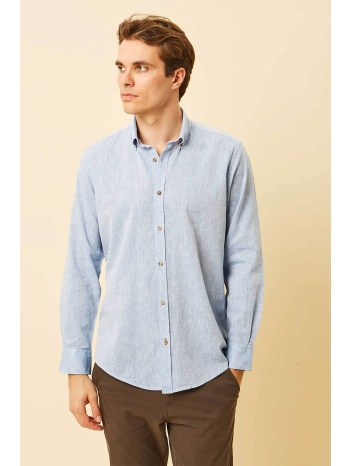dors ανδρικό πουκάμισο button down με λινάρι και κεντημένο σε προσφορά
