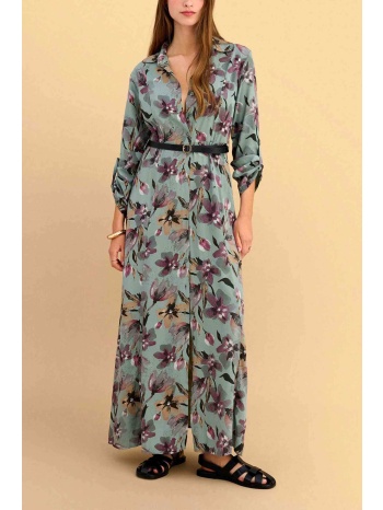 attrativo γυναικείo maxi φόρεμα σεμιζιέ με floral print  σε προσφορά