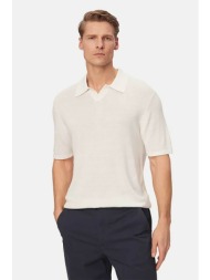 calvin klein ανδρική μπλούζα πόλο πλεκτή regular fit - lv04lf313g εκρού
