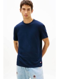 tommy jeans ανδρικό t-shirt με waffle πλέξη slim fit - dm0dm22529 μπλε σκούρο