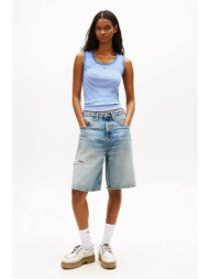 tommy jeans γυνακεία βερμούδα denim distressed loose - dw0dw22696 denim blue