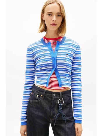 tommy jeans γυναικεία ζακέτα ριγέ με κεντημένο λογότυπο σε προσφορά