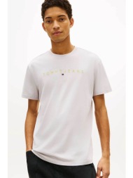 tommy jeans ανδρικό t-shirt με λογότυπο regular fit - dm0dm20744 λευκό