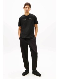 tommy jeans ανδρικό t-shirt με λογότυπο regular fit - dm0dm20744 μαύρο - κόκκινο