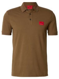 hugo boss ανδρική μπλούζα πόλο μονόχρωμη με λογότυπο `dereso222` - 50466202 καφέ