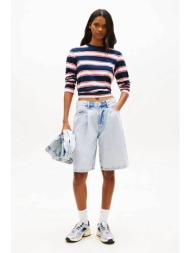tommy jeans γυνακεία denim βερμούδα με πιέτες loose fit - dw0dw22709 denim blue ανοιχτό