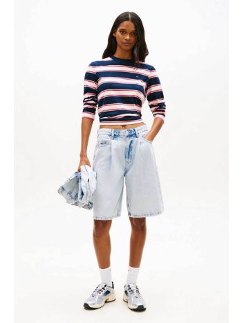 tommy jeans γυνακεία denim βερμούδα με πιέτες loose fit  σε προσφορά