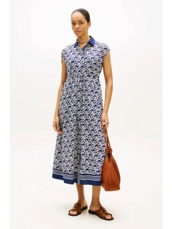 tommy hilfiger γυναικείο μεταξωτό φόρεμα με all-over print σε προσφορά