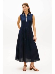 tommy hilfiger γυναικείο αμάνικο midi φόρεμα με πόλο γιακά - ww0ww49621 μπλε σκούρο