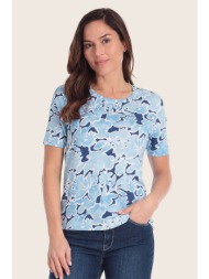 gerry weber γυναικείο t-shirt με all-over floral print - n61765637046 μπλε