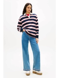 tommy jeans γυναικείο τζιν παντελόνι wide fit `claire` - dw0dw22641 denim blue