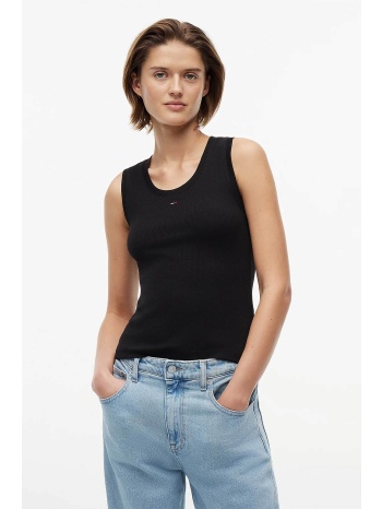 tommy jeans γυναικείο τοπ αμάνικο με λογότυπο slim fit  σε προσφορά